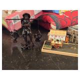 Handcarved Wood Fisherman Figure + Miniature Japanese Ramenstall