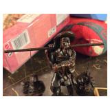 Handcarved Wood Fisherman Figure + Miniature Japanese Ramenstall