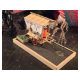 Handcarved Wood Fisherman Figure + Miniature Japanese Ramenstall