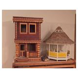 Miniature Doll House 2-story House and Gazebo with Furniture