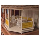 Miniature Doll House 2-story House and Gazebo with Furniture