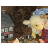 Lot of (1 Shelf) Dollhouse Miniatures and Stuffed Animals