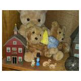 Lot of (1 Shelf) Dollhouse Miniatures and Stuffed Animals
