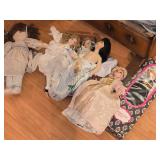 Lot of (6) Dolls - Porcelain (x5) and Cloth (x1)