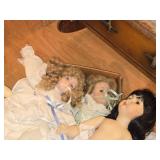 Lot of (6) Dolls - Porcelain (x5) and Cloth (x1)