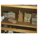 Lot of (1 Shelf) Ceramic Collectible Replica Houses