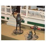 Lot of (2) Vintage Cast Bronze Frog Candlestick Holders