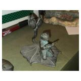 Lot of (2) Vintage Cast Bronze Frog Candlestick Holders