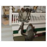 Lot of (2) Vintage Cast Bronze Frog Candlestick Holders