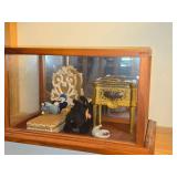 Lot of (2) Miniature Display Cases with Assorted Dollhouse Miniatures