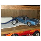 Lot of (2 Shelves) Dollhouse Miniatures and Scale Model Diecast Cars