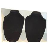Lot of (2) 3D Velvet Necklace Display Busts 8" x 6" x 12"