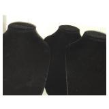Lot of (3) 3D Velvet Necklace Display Busts 8" x 6" x 12"