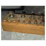 Vintage French Brass Scale Weight Set
