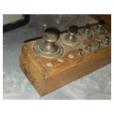 Vintage French Brass Scale Weight Set