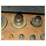 Vintage French Brass Scale Weight Set