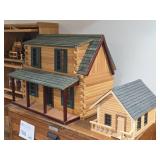 Lot of (2) Log Cabin Dollhouse Miniatures