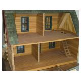 Lot of (2) Log Cabin Dollhouse Miniatures