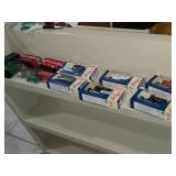 (11) Diecast Collectible Scale Model Cars + (2) Scale Model Train Cars
