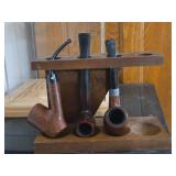 Lot of (3) Pipes with a Pipe Holder
