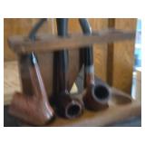 Lot of (3) Pipes with a Pipe Holder