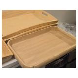 Lot of (4) Wood Serving Trays