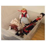 (2) Handmade Norwegian Dolls, (1) Porcelain Norwegian Doll, Extra Doll Dresses