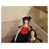 (2) Handmade Norwegian Dolls, (1) Porcelain Norwegian Doll, Extra Doll Dresses