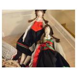 (2) Handmade Norwegian Dolls, (1) Porcelain Norwegian Doll, Extra Doll Dresses