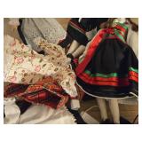 (2) Handmade Norwegian Dolls, (1) Porcelain Norwegian Doll, Extra Doll Dresses