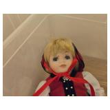 (2) Handmade Norwegian Dolls, (1) Porcelain Norwegian Doll, Extra Doll Dresses