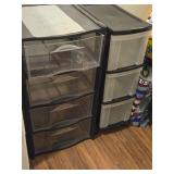 Lot of (2) Plastic Storage Cabinets - 3-drawer and 4-drawer