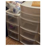 Lot of (2) Plastic Storage Cabinets - 3-drawer and 5-drawer