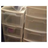 Lot of (2) Plastic Storage Cabinets - 3-drawer and 5-drawer