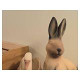 Lot of (2) Ceramic Figures (Signed) - Swan, Rabbit