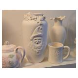 Lot of (7) Ceramic Figures, Vases, Tea Pot, Mug