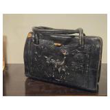 Vintage Mexican Purse | Black Tooled Leather
