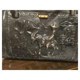 Vintage Mexican Purse | Black Tooled Leather