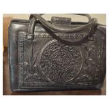 Vintage Mexican Purse | Black Tooled Leather