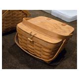 (2) Picnic Baskets and (1) Wicker Basket with Handle
