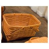 (2) Picnic Baskets and (1) Wicker Basket with Handle