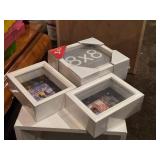 White Ikea Cube Storage + (5) White Shadow Boxes