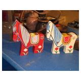 Lot of (2) Folk Art style Wood Candleholders