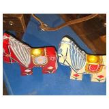Lot of (2) Folk Art style Wood Candleholders