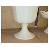 Lot of (3) Milk Glass Dishwares - Vase, Pedestal Compote Dish (x2)