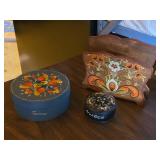 Rosemaling Items - Napkin Holder, Trinket Boxes (x2)