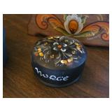 Rosemaling Items - Napkin Holder, Trinket Boxes (x2)