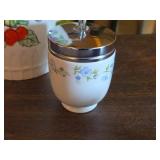 Norde Blue Sugar Bowl, Crown Staffordshire Egg Coddler, Ceramic Juice Pitcher