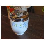 Norde Blue Sugar Bowl, Crown Staffordshire Egg Coddler, Ceramic Juice Pitcher