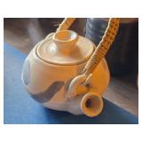 Clay Ceramic Tea Pot with Wicker Handle